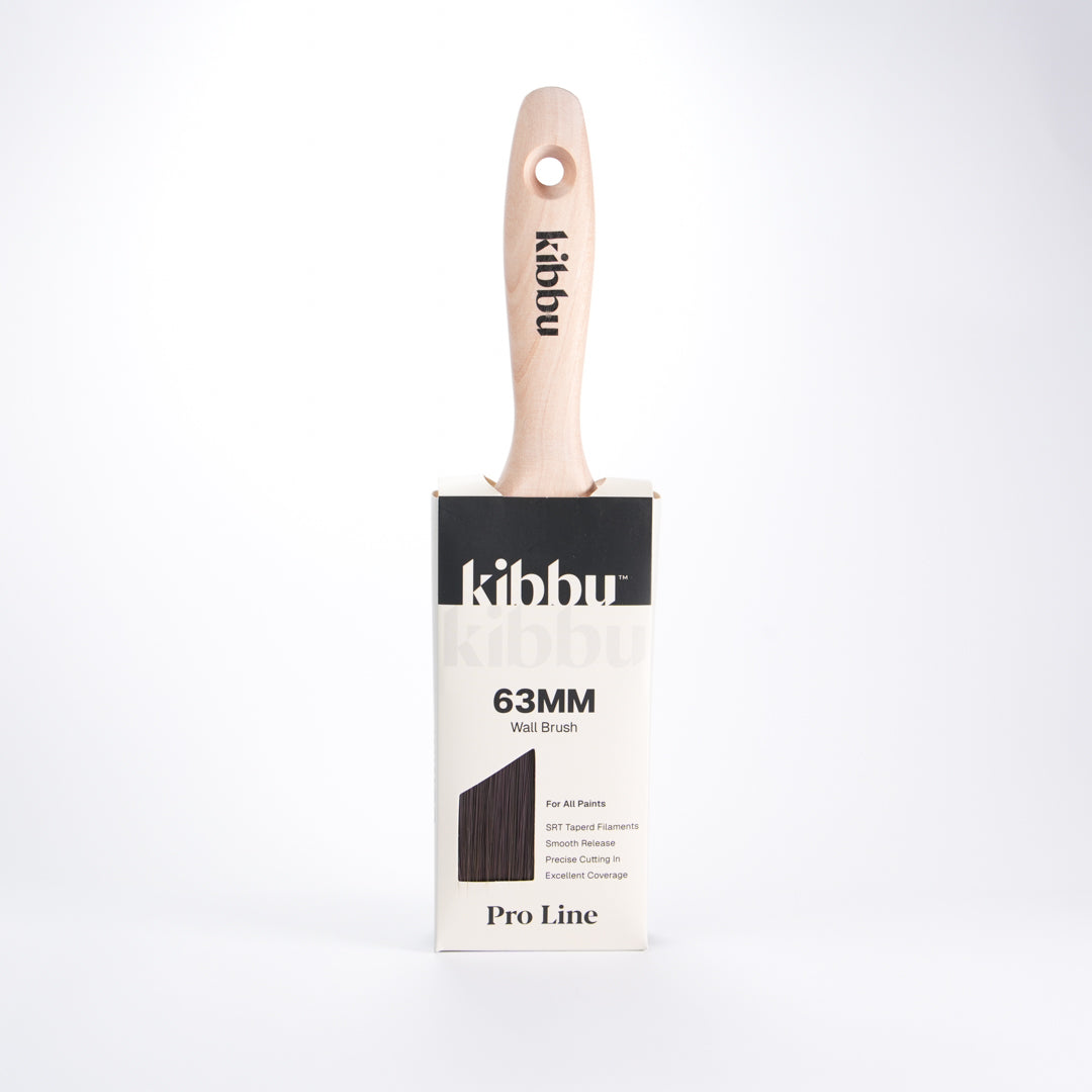 Kibbu 63mm wall paint brush in retail packaging on a white background